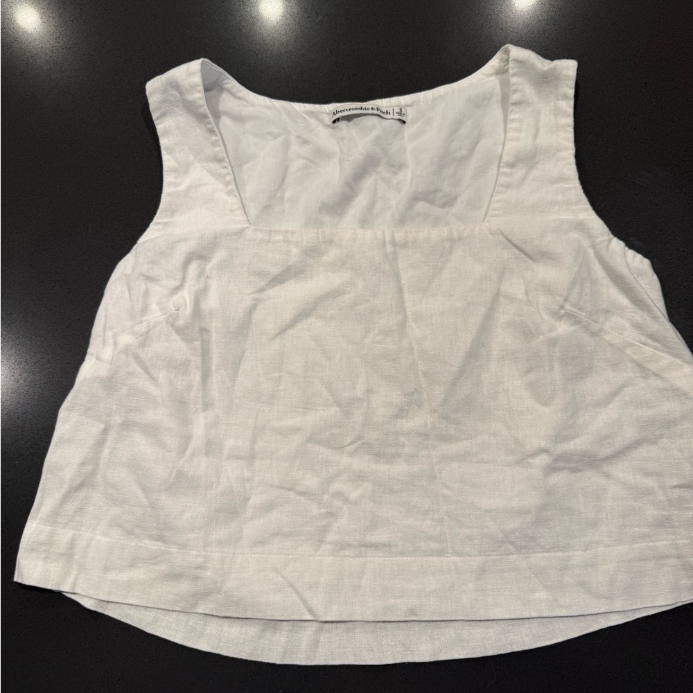 Abercrombie & Fitch White Linen Square-Neck Tank